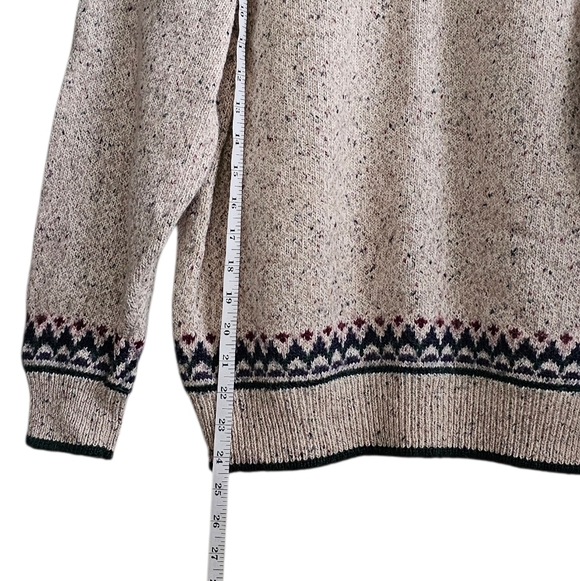 Vintage Northern Reflections Cream Green Burgundy Wool Cotton Fair Isle Sweater - Picture 7 of 8